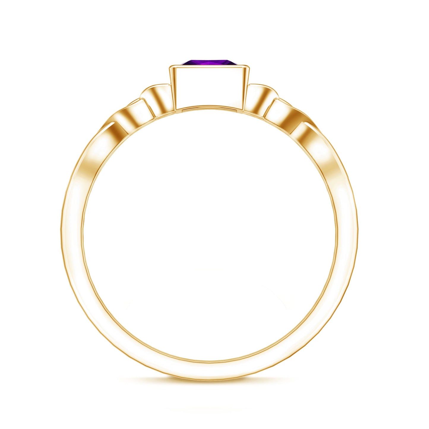 1.2 Carat Princess Cut Amethyst Promise Ring with Celtic Knot