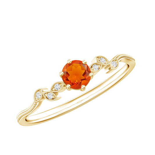 Minimalist Fire Opal and Diamond Promise Ring for Women