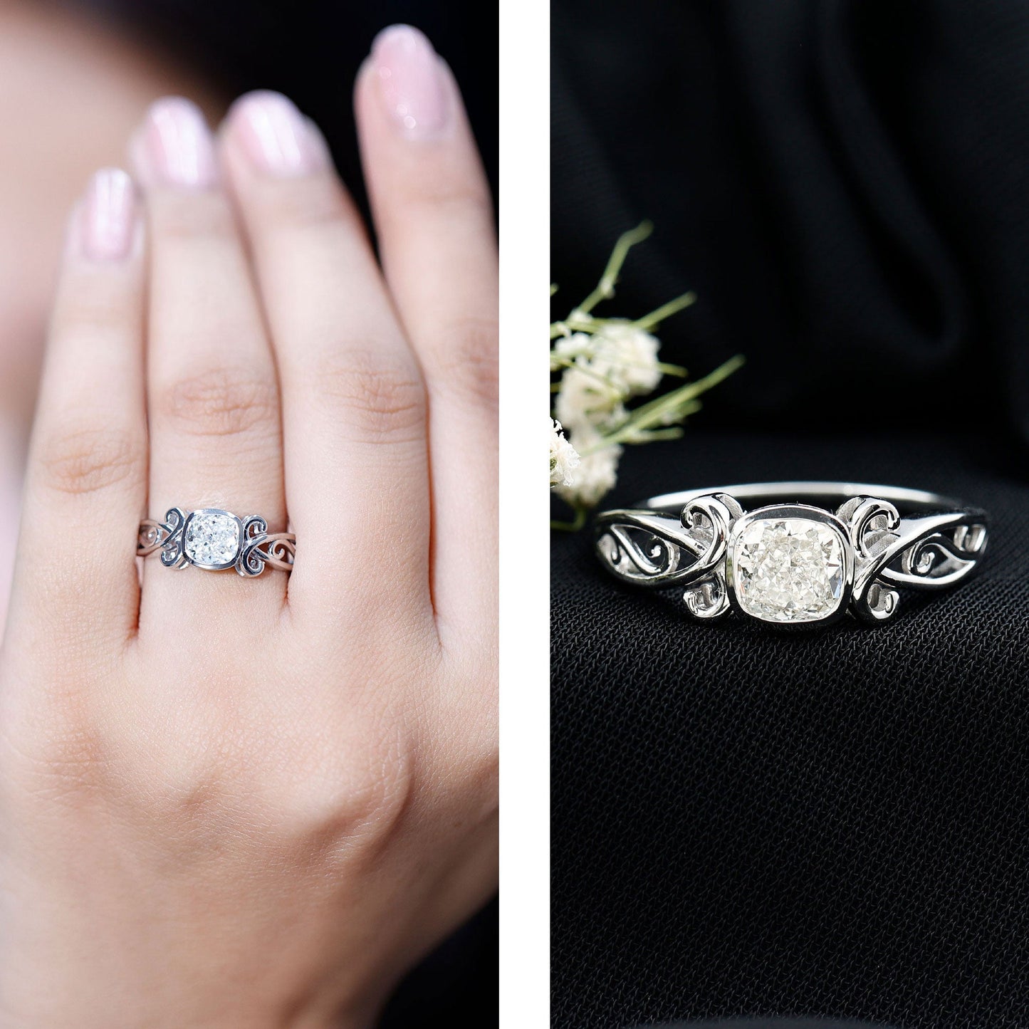 1.7 Carat Lab Grown Diamond Cushion Engagement Ring