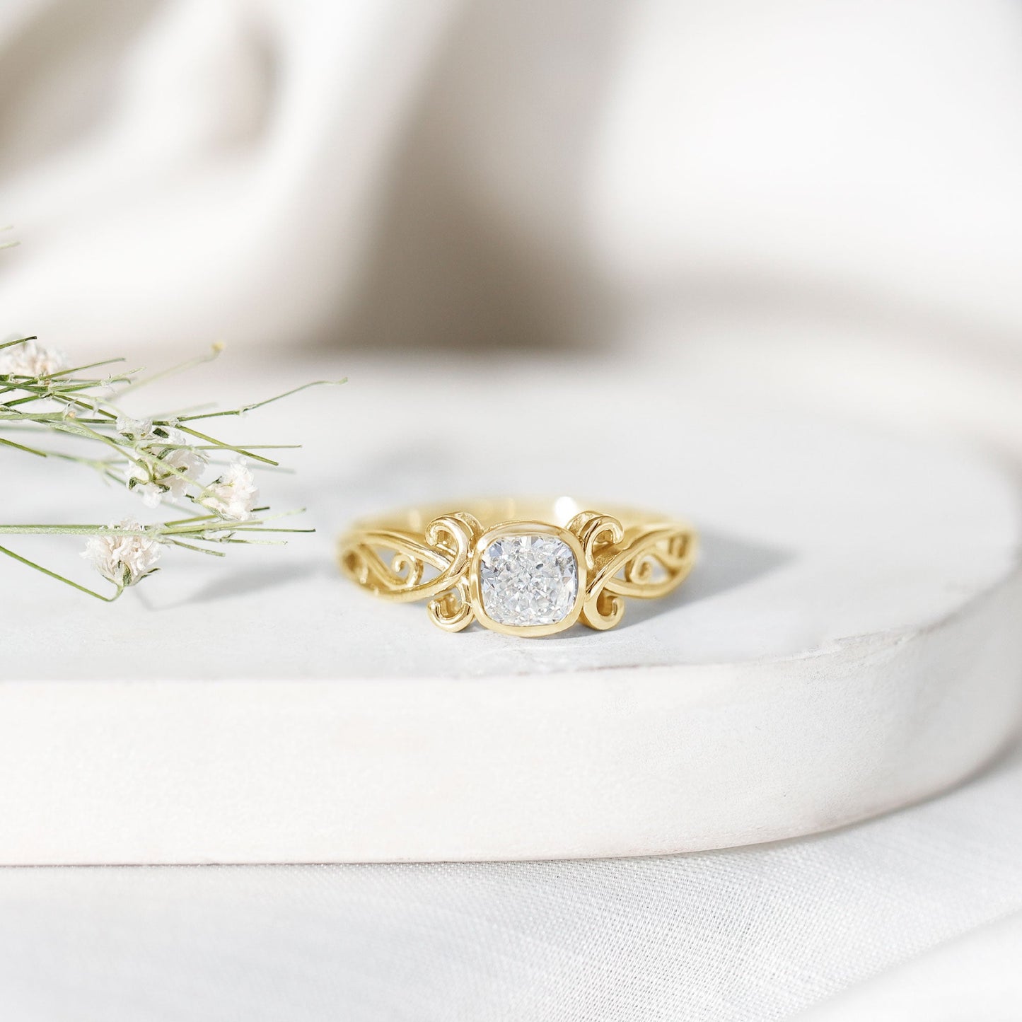 1.7 Carat Lab Grown Diamond Cushion Engagement Ring