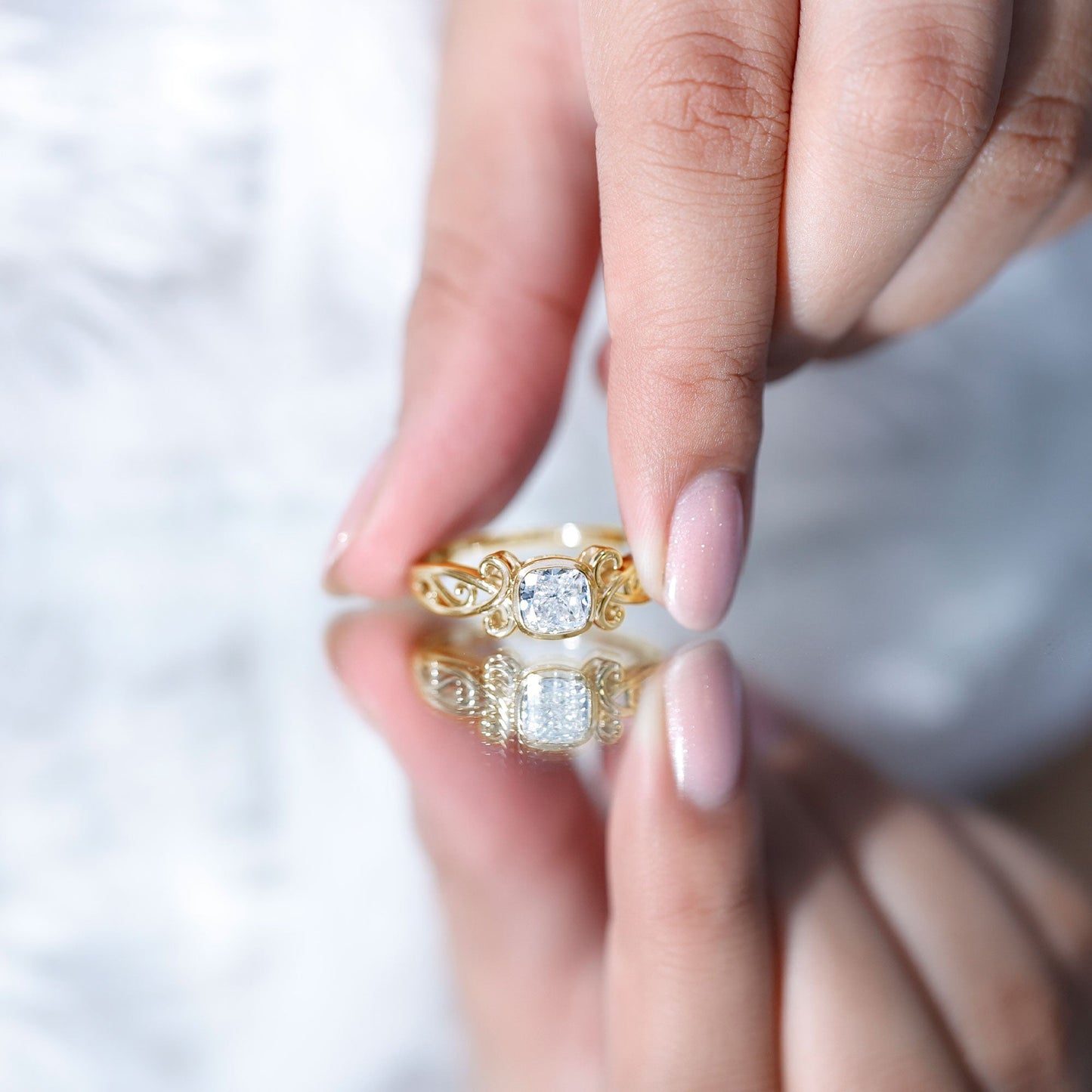 1.7 Carat Lab Grown Diamond Cushion Engagement Ring