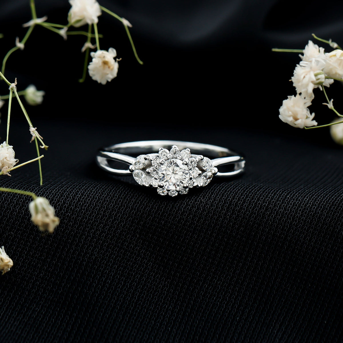 Halo Style Lab Grown Diamond Nature Engagement Ring