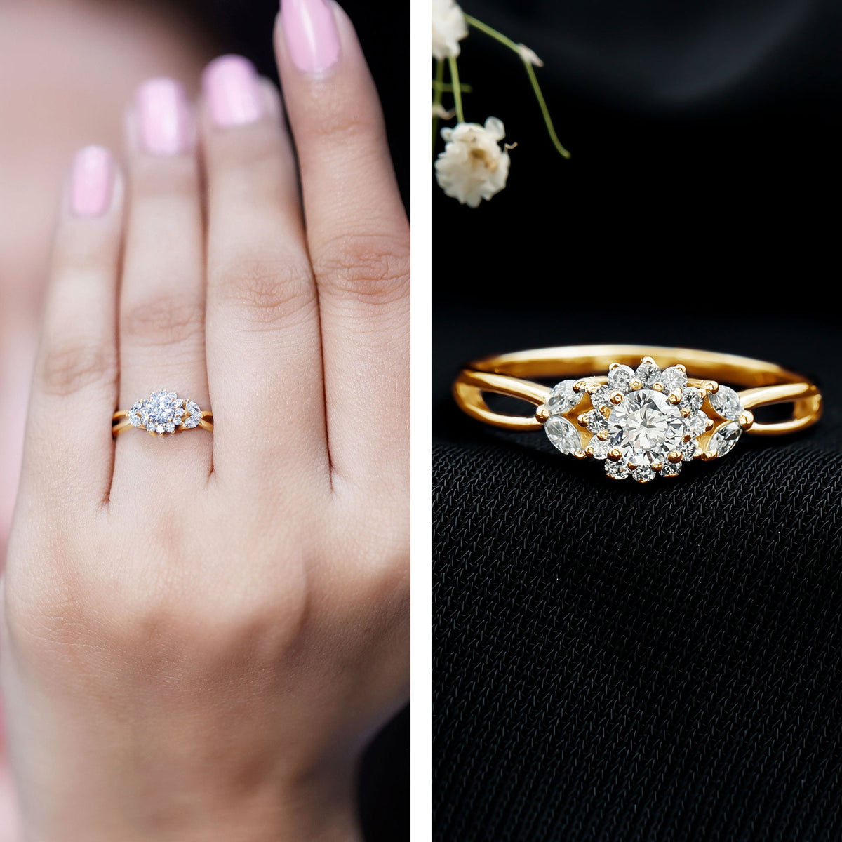 Halo Style Lab Grown Diamond Nature Engagement Ring