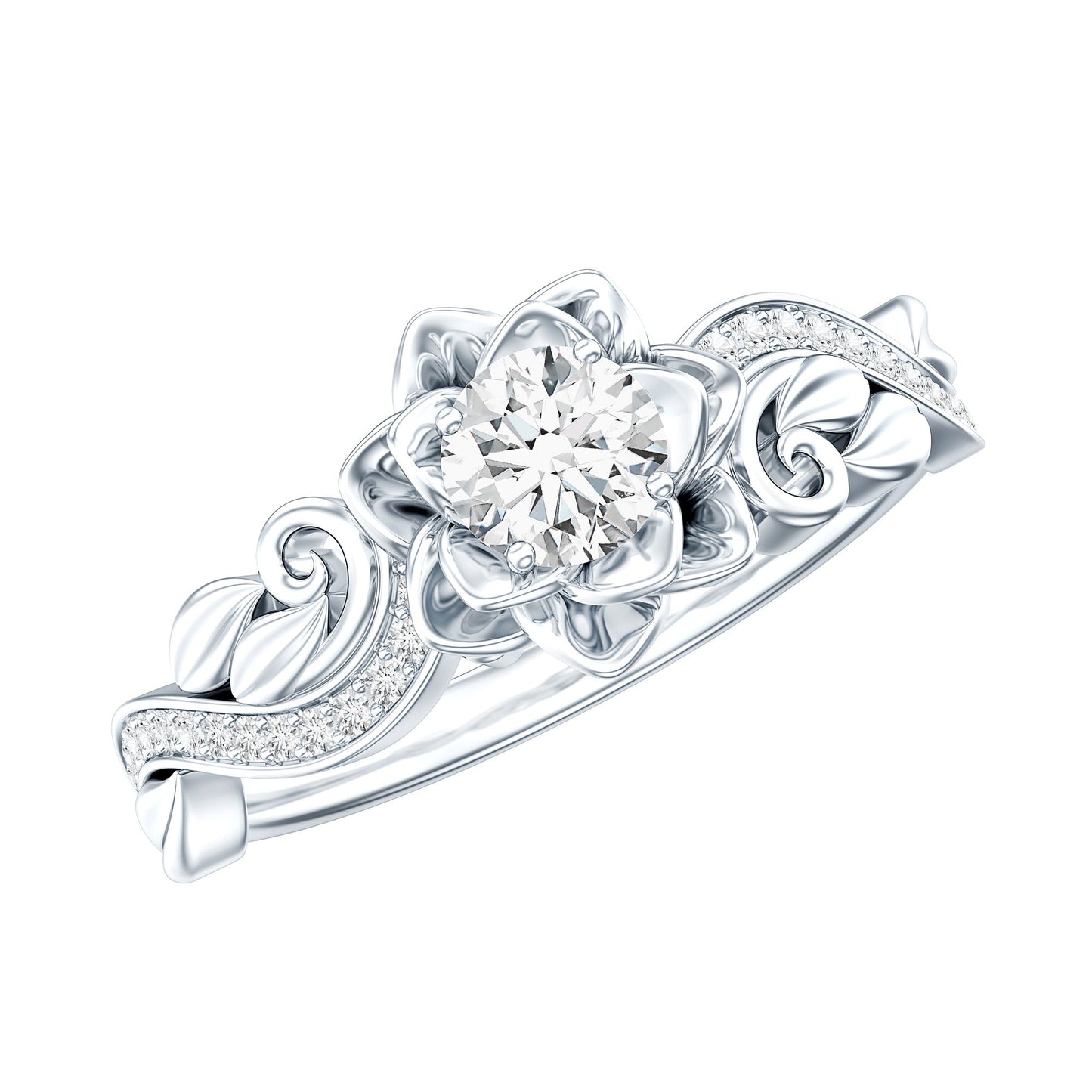 Lab Grown Diamond Flower Engagement Ring for Her
