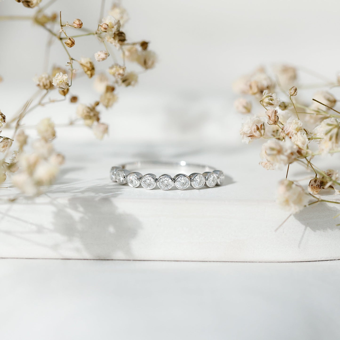 Bezel Set Lab Grown Diamond Half Eternity Ring