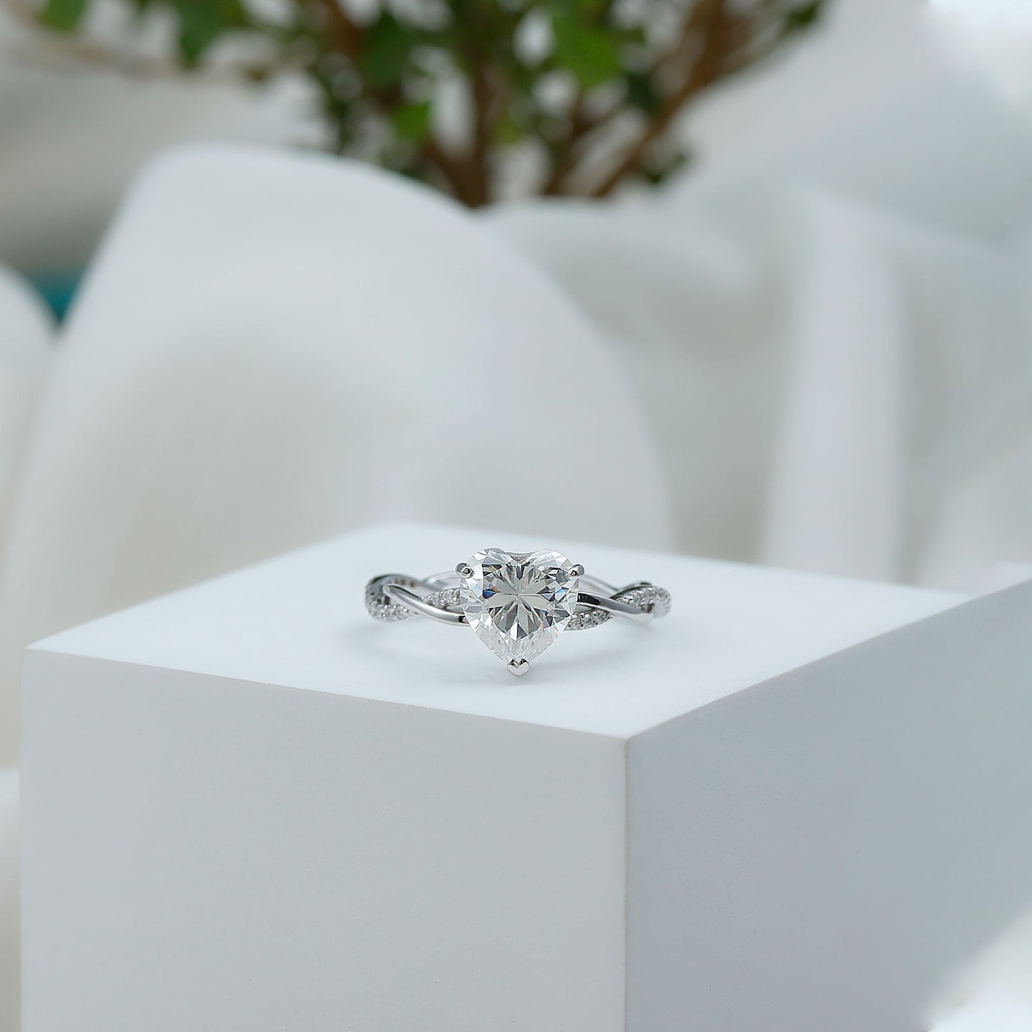 Brilliant Cut Lab Grown Diamond Heart Shape Engagement Ring
