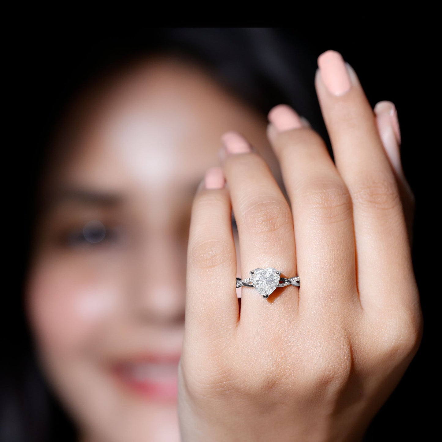 Brilliant Cut Lab Grown Diamond Heart Shape Engagement Ring