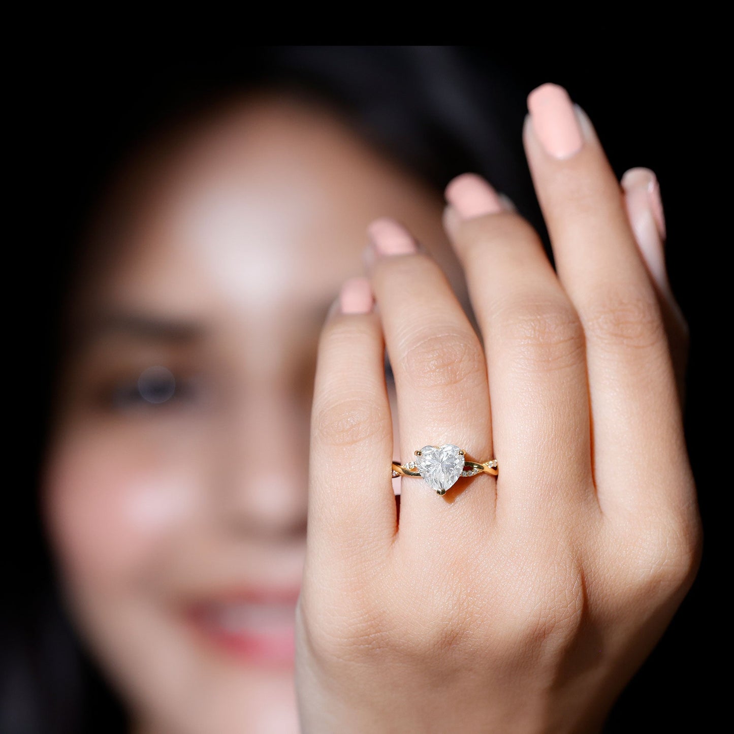 Brilliant Cut Lab Grown Diamond Heart Shape Engagement Ring