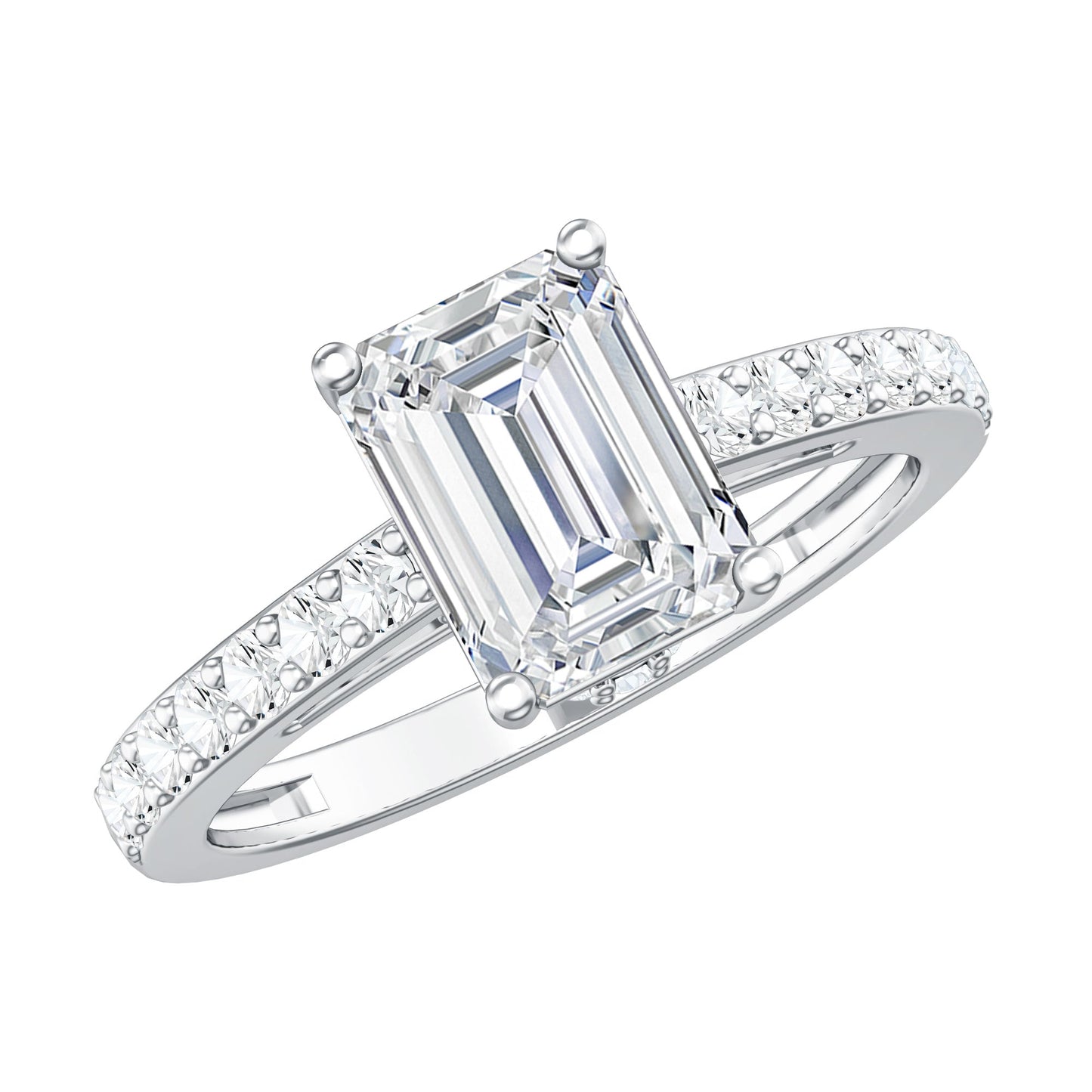 Diamond Emerald Cut Engagement Ring With Hidden Halo