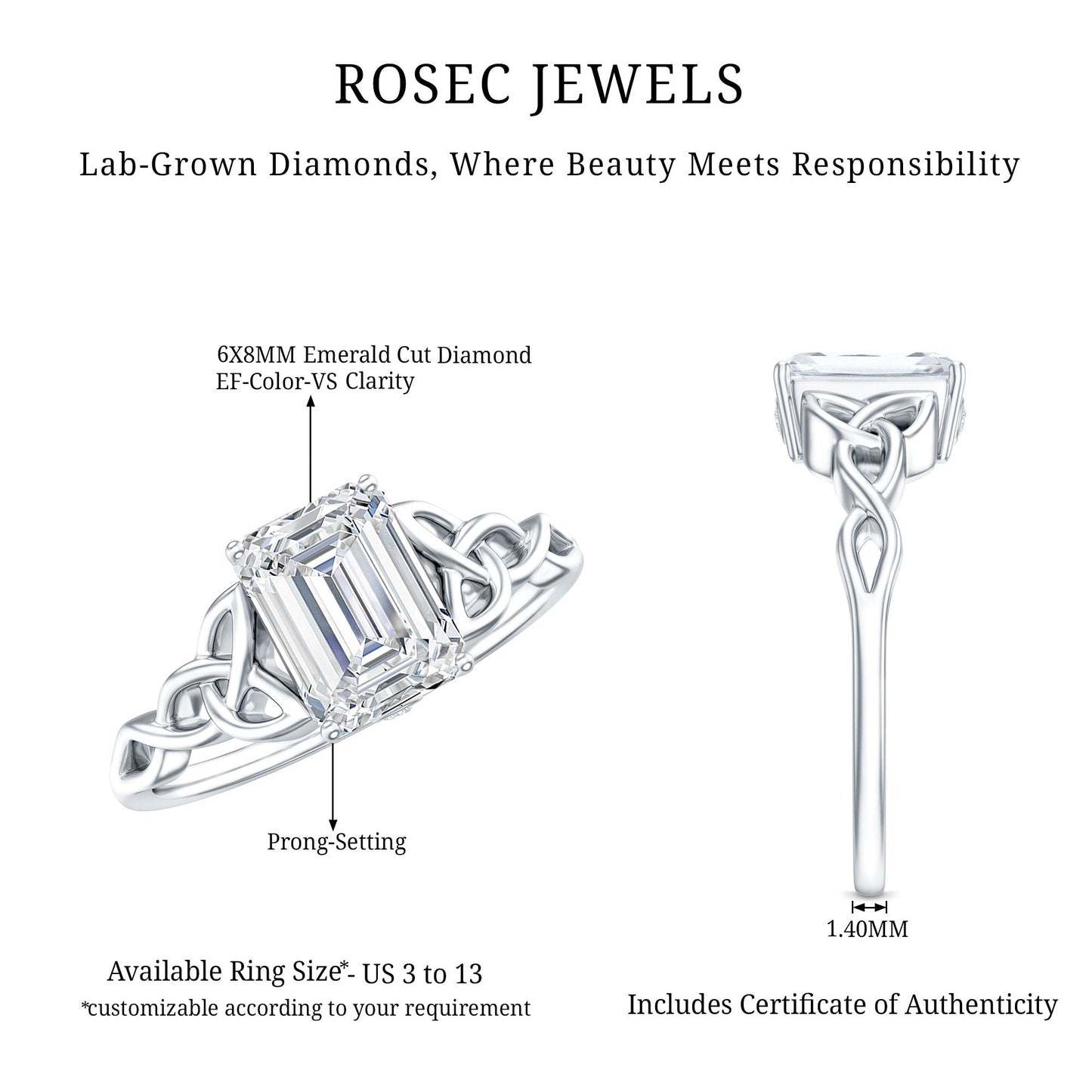 Celtic Design Inspired Lab Grown Diamond Engagement Ring