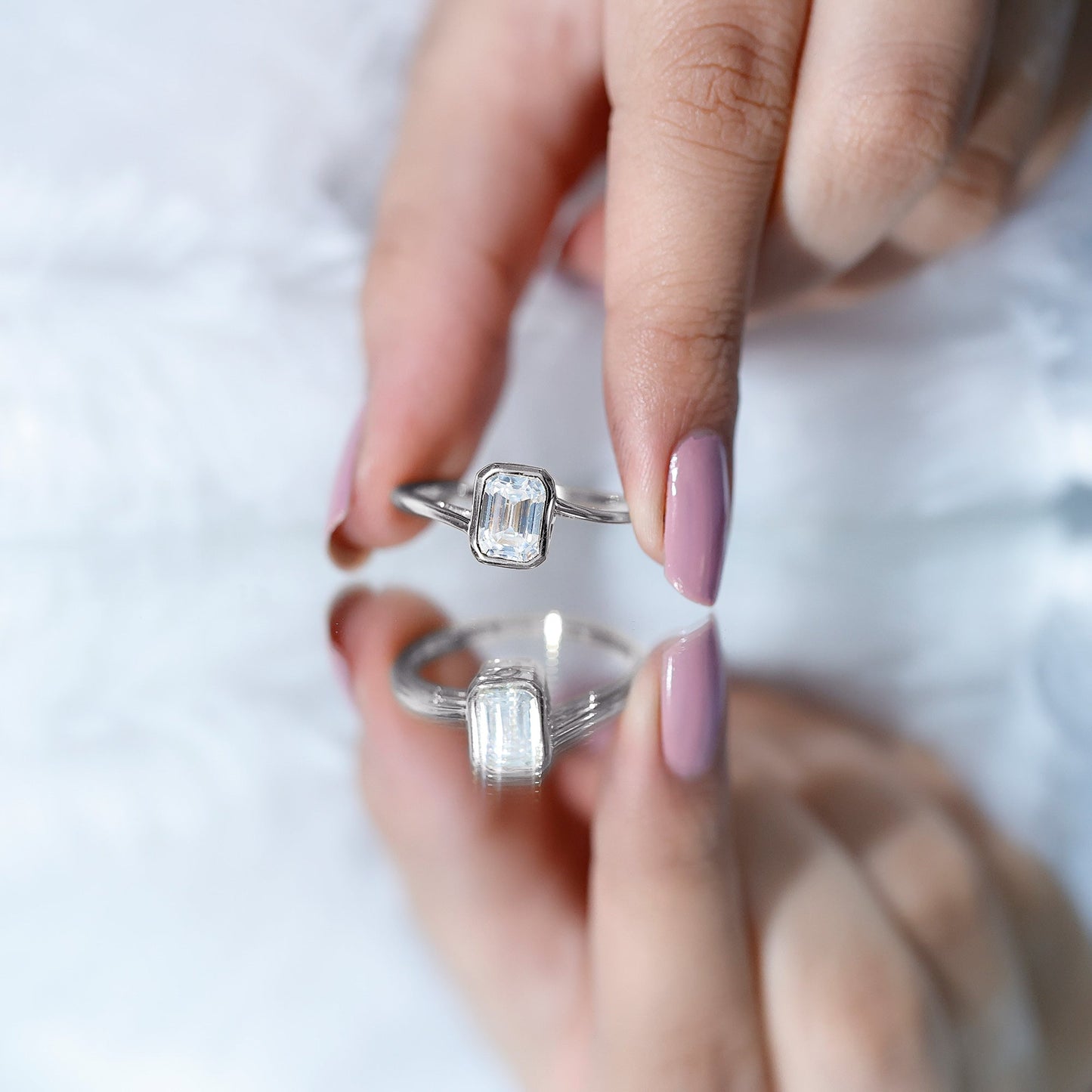 Bezel Set Lab Grown Diamond Bypass Engagement Ring