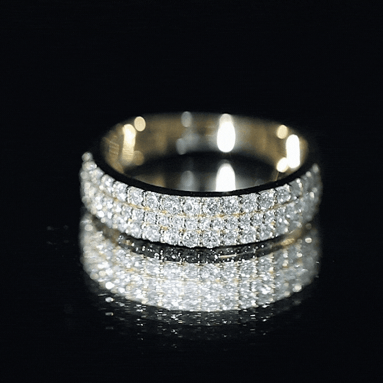 Certified Lab Grown Diamond 3 Row Wedding Band