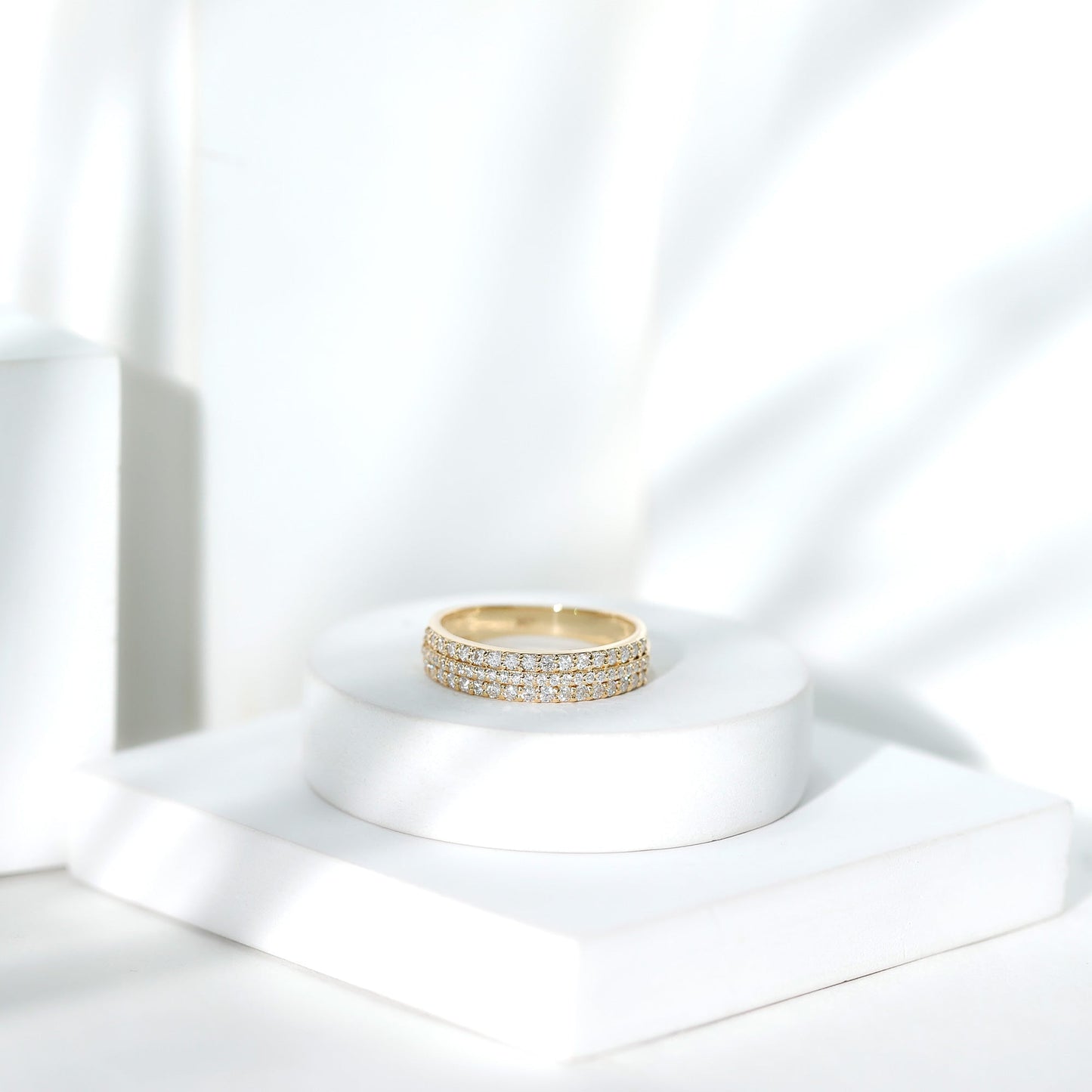 Certified Lab Grown Diamond 3 Row Wedding Band