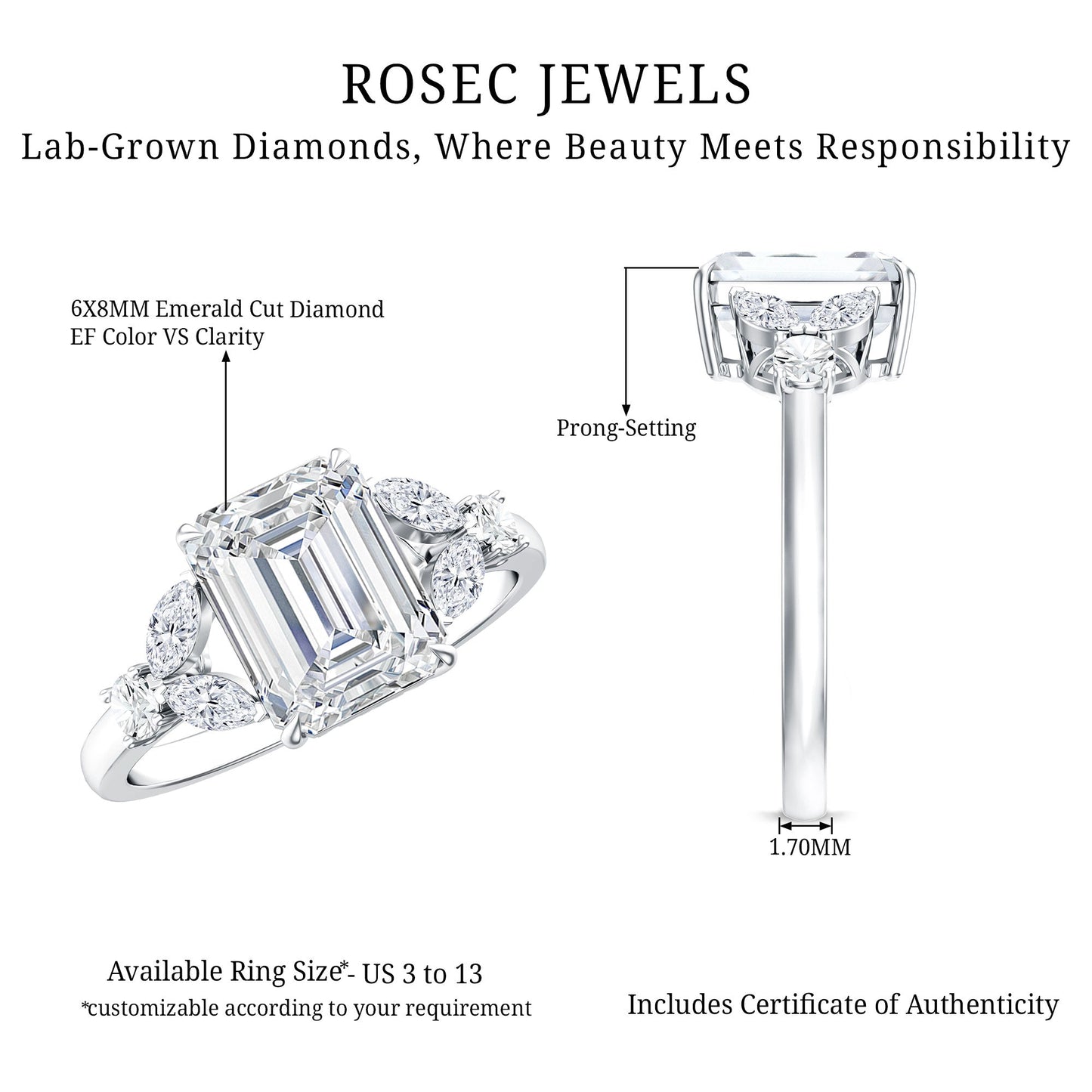 Womens Diamond Engagement Ring with Split Shank
