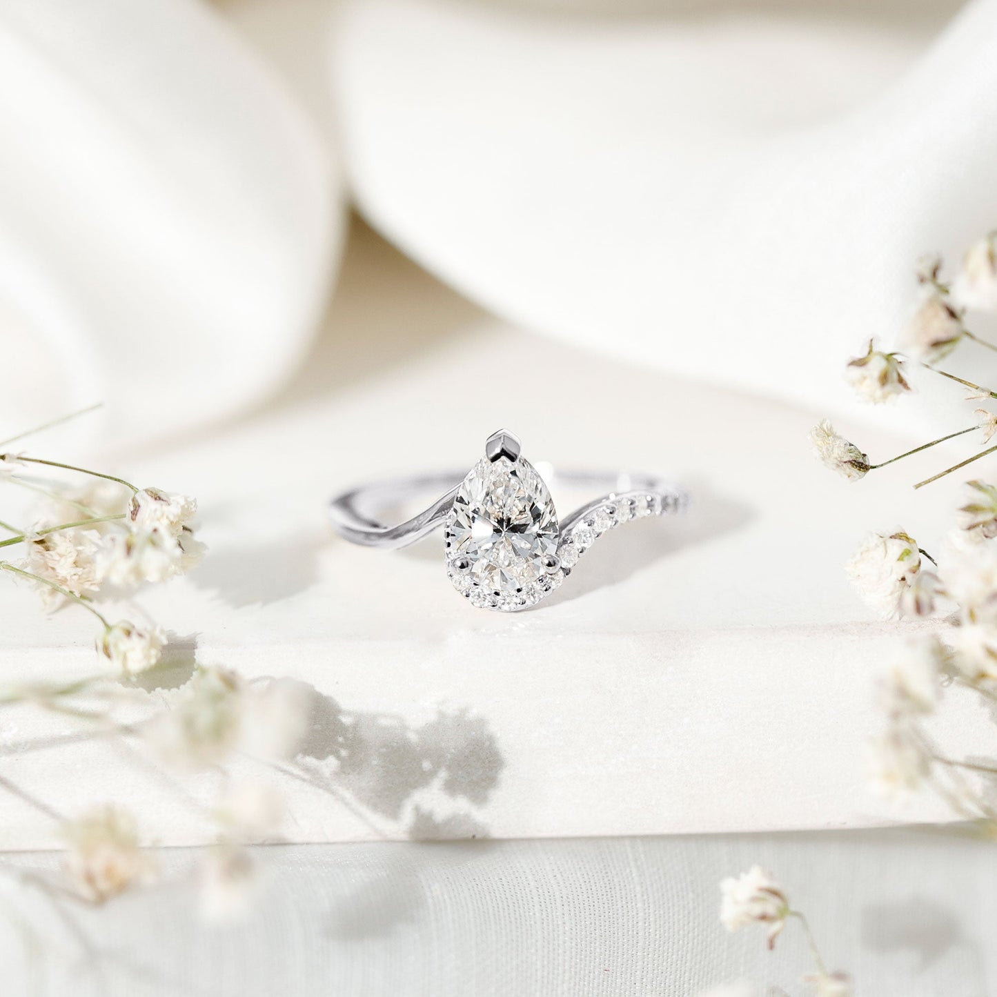 Diamond Teardrop Designer Engagement Ring