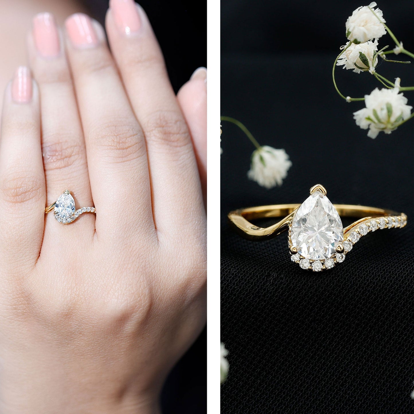 Diamond Teardrop Designer Engagement Ring