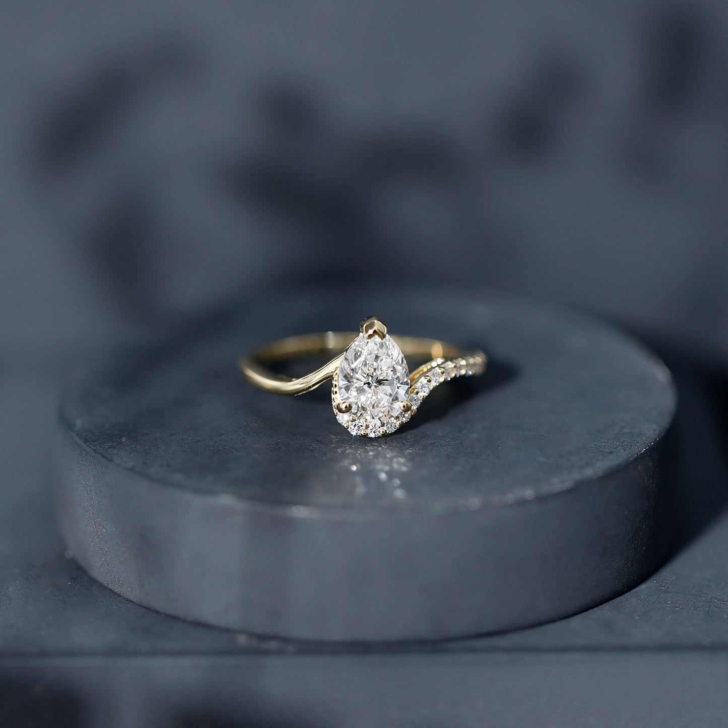 Diamond Teardrop Designer Engagement Ring