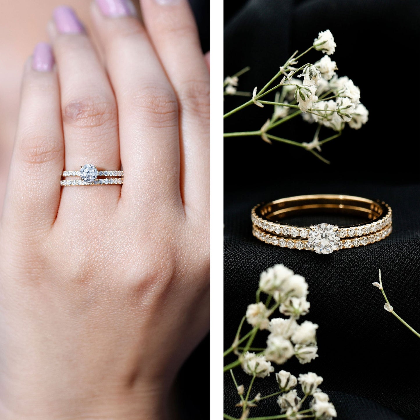 Certified Lab Created Diamond Wedding Ring Set For Bride