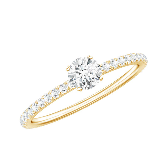 Round Brilliant Cut Lab Grown Diamond Promise Ring with Side Stones