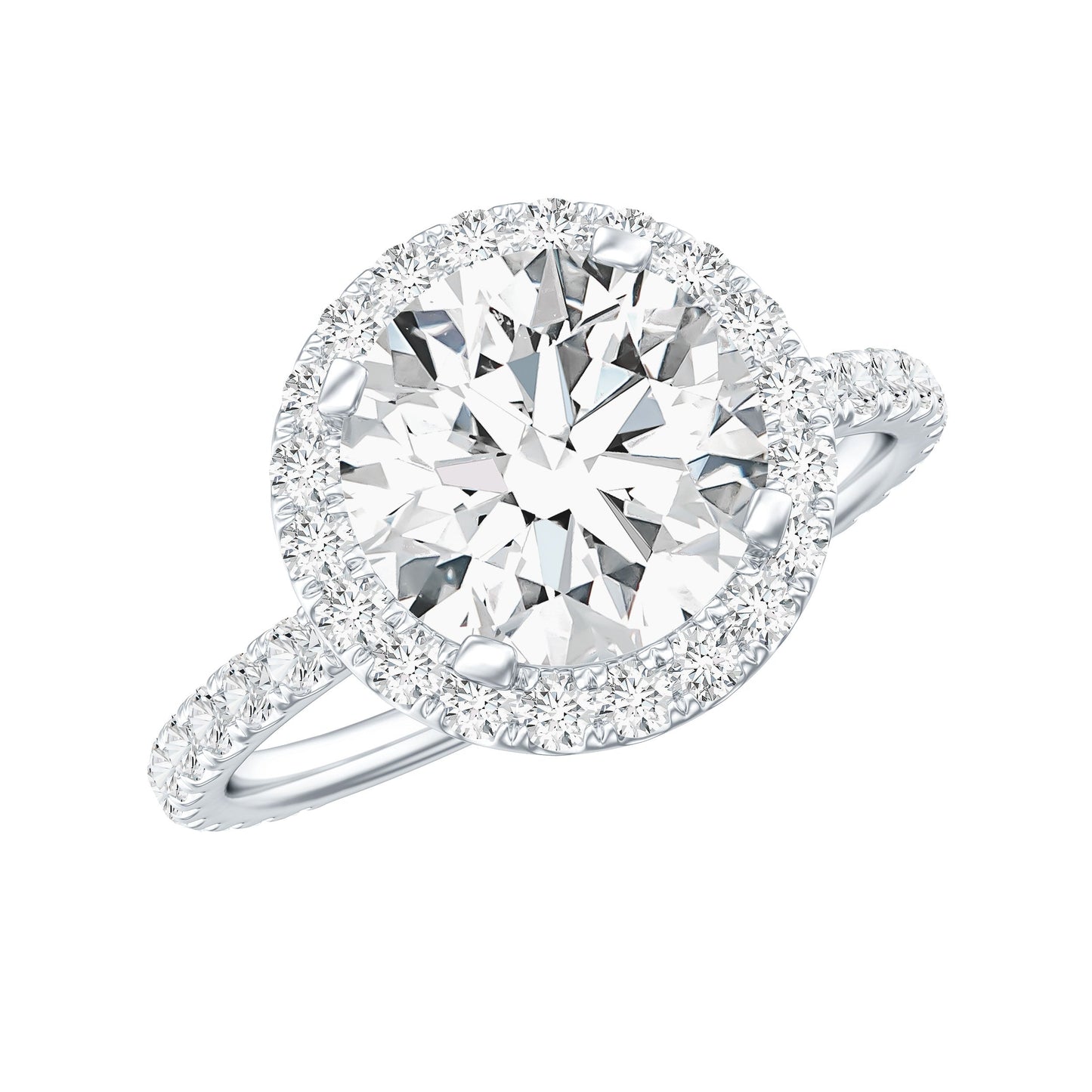Certified Lab Grown Diamond Circle Engagement Ring With Halo