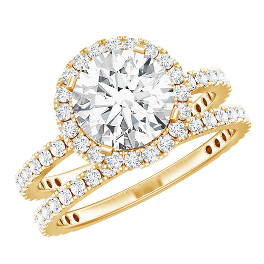 Lab Grown Diamond Halo Bridal Ring Set for Women