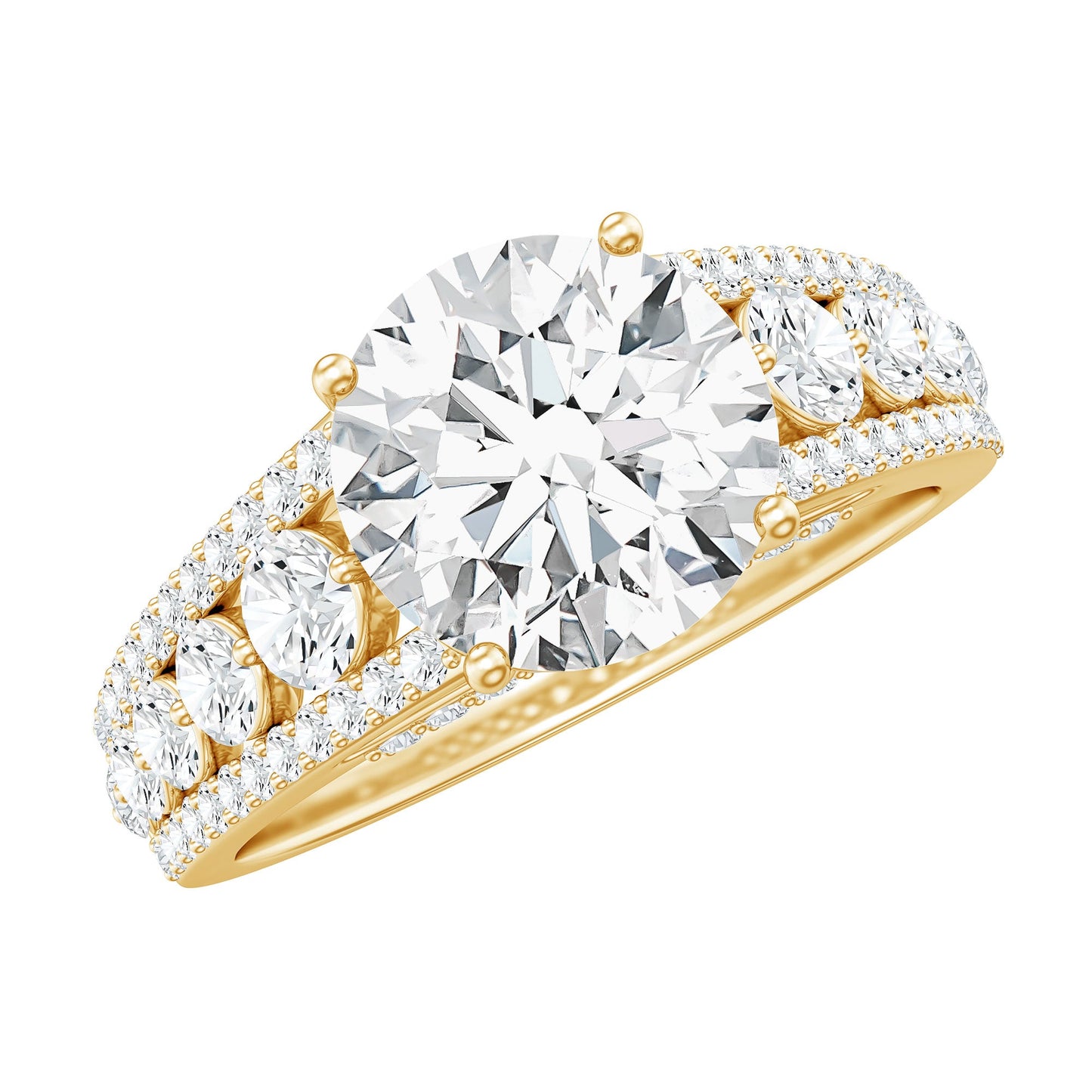 Lab Grown Diamond Statement Engagement Ring With Side Stones