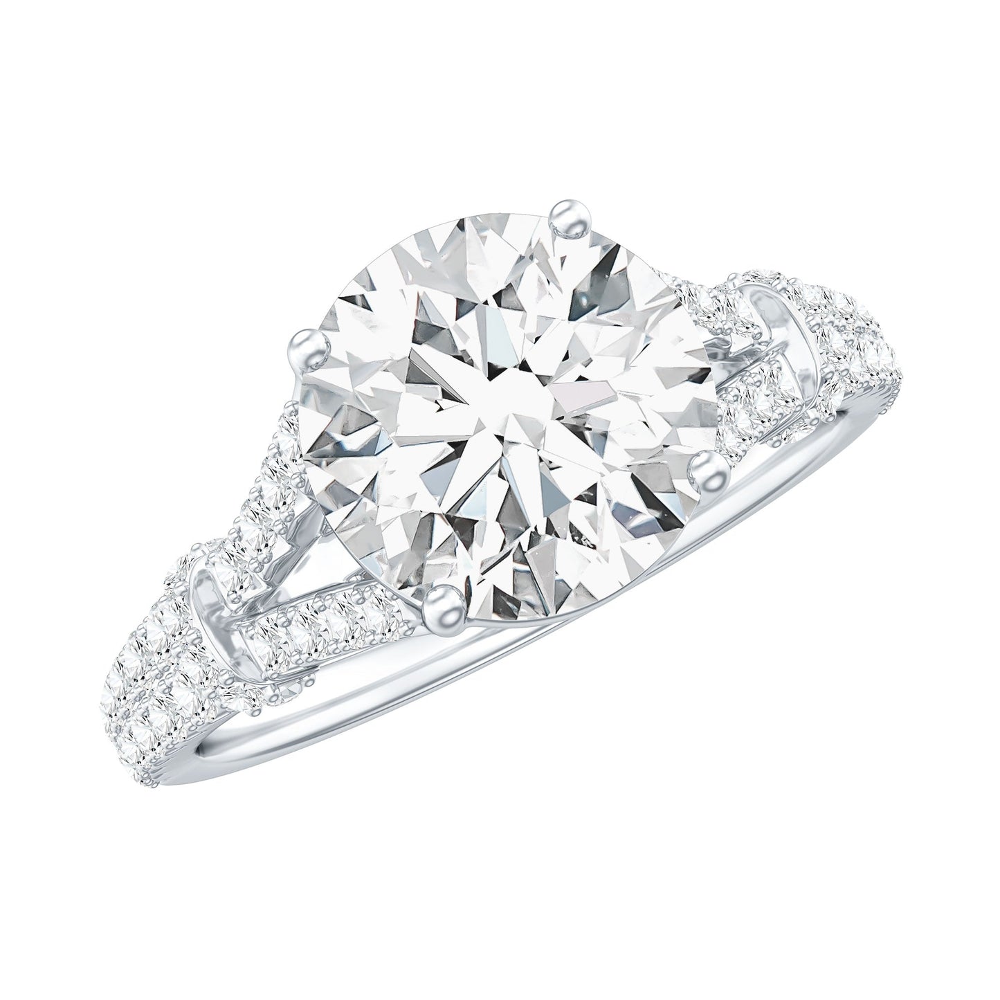 Certified Brilliant Cut Diamond Split Shank Engagement Ring