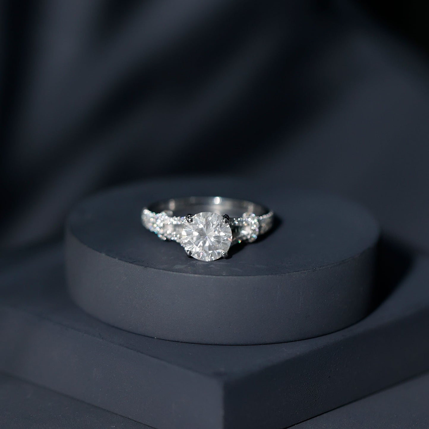 Certified Brilliant Cut Diamond Split Shank Engagement Ring