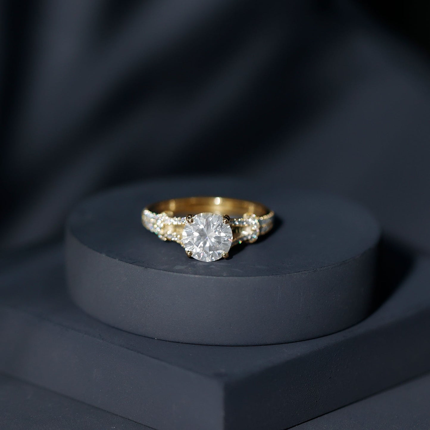 Certified Brilliant Cut Diamond Split Shank Engagement Ring