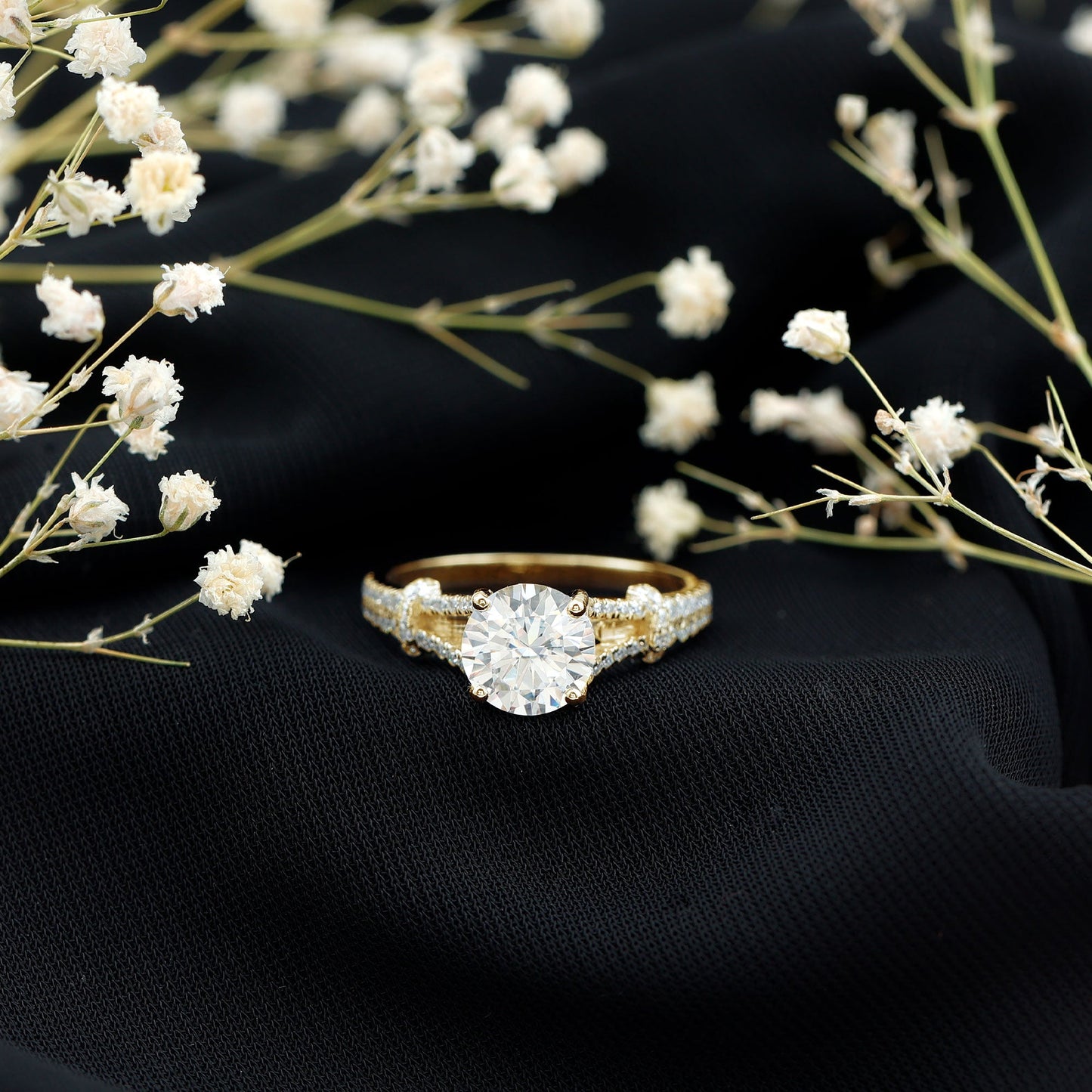 Certified Brilliant Cut Diamond Split Shank Engagement Ring