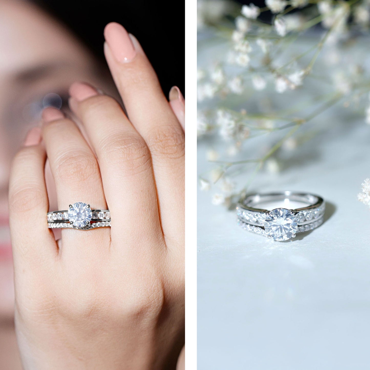 Certified Lab Diamond 2 Carat Round Engagement Ring with Enhancer