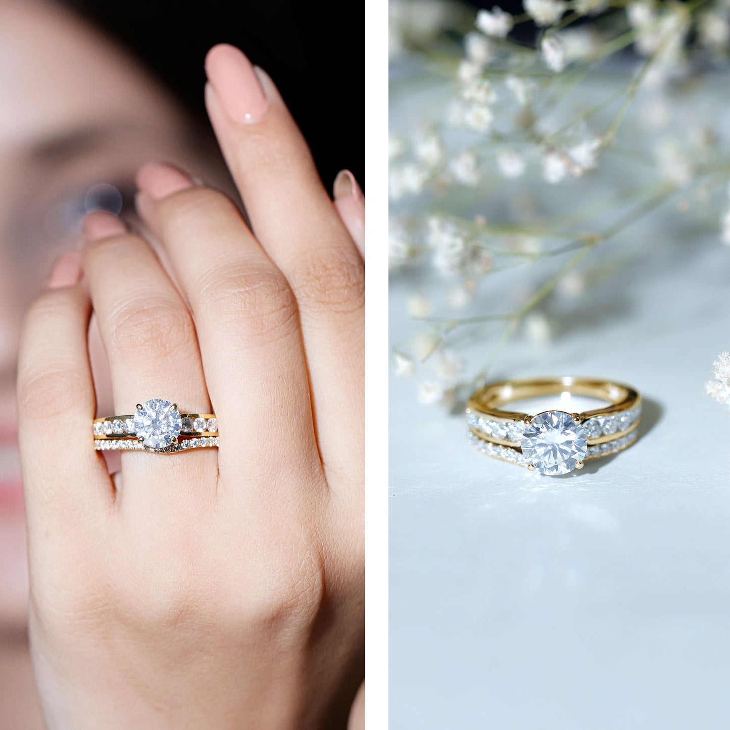 Certified Lab Diamond 2 Carat Round Engagement Ring with Enhancer