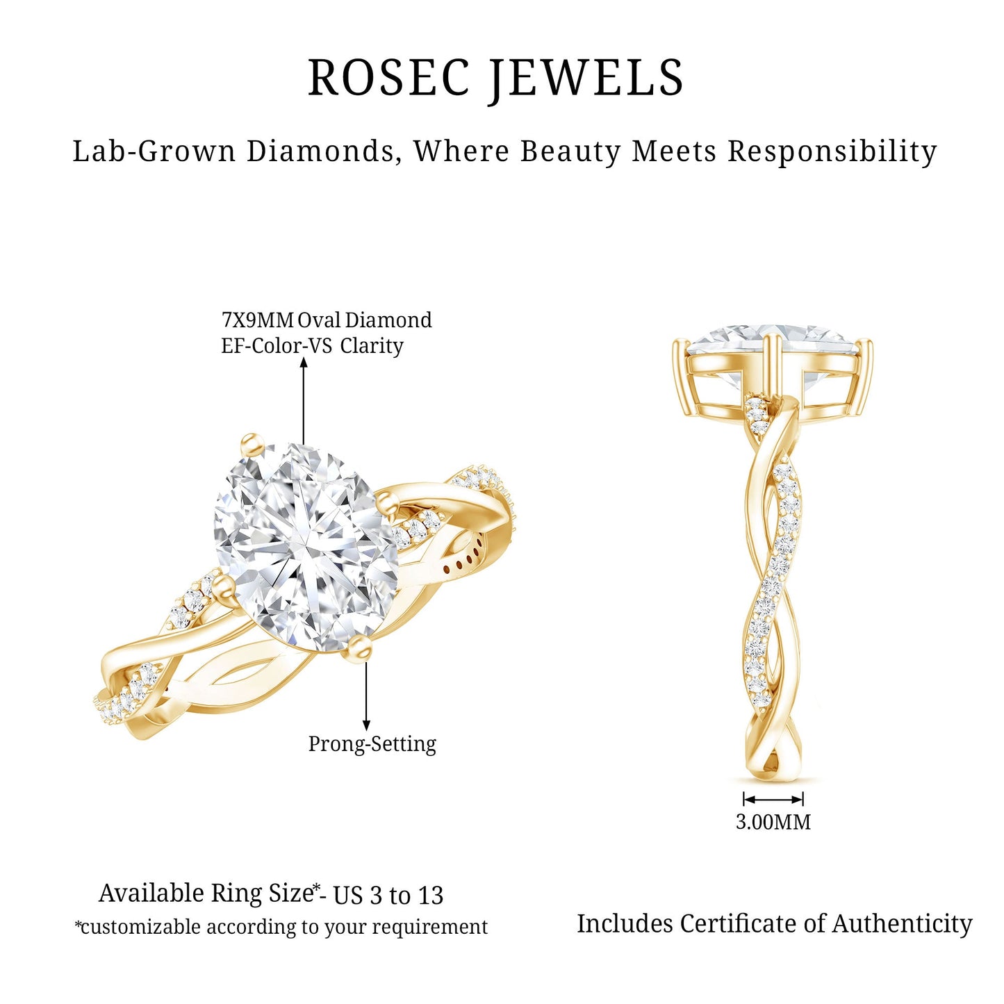 Lab Grown Diamond Oval Engagement Ring With Braided Style Band