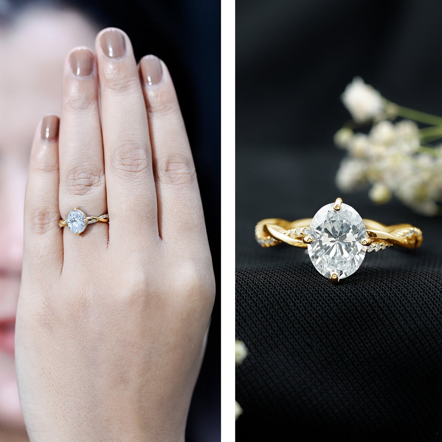 Lab Grown Diamond Oval Engagement Ring With Braided Style Band
