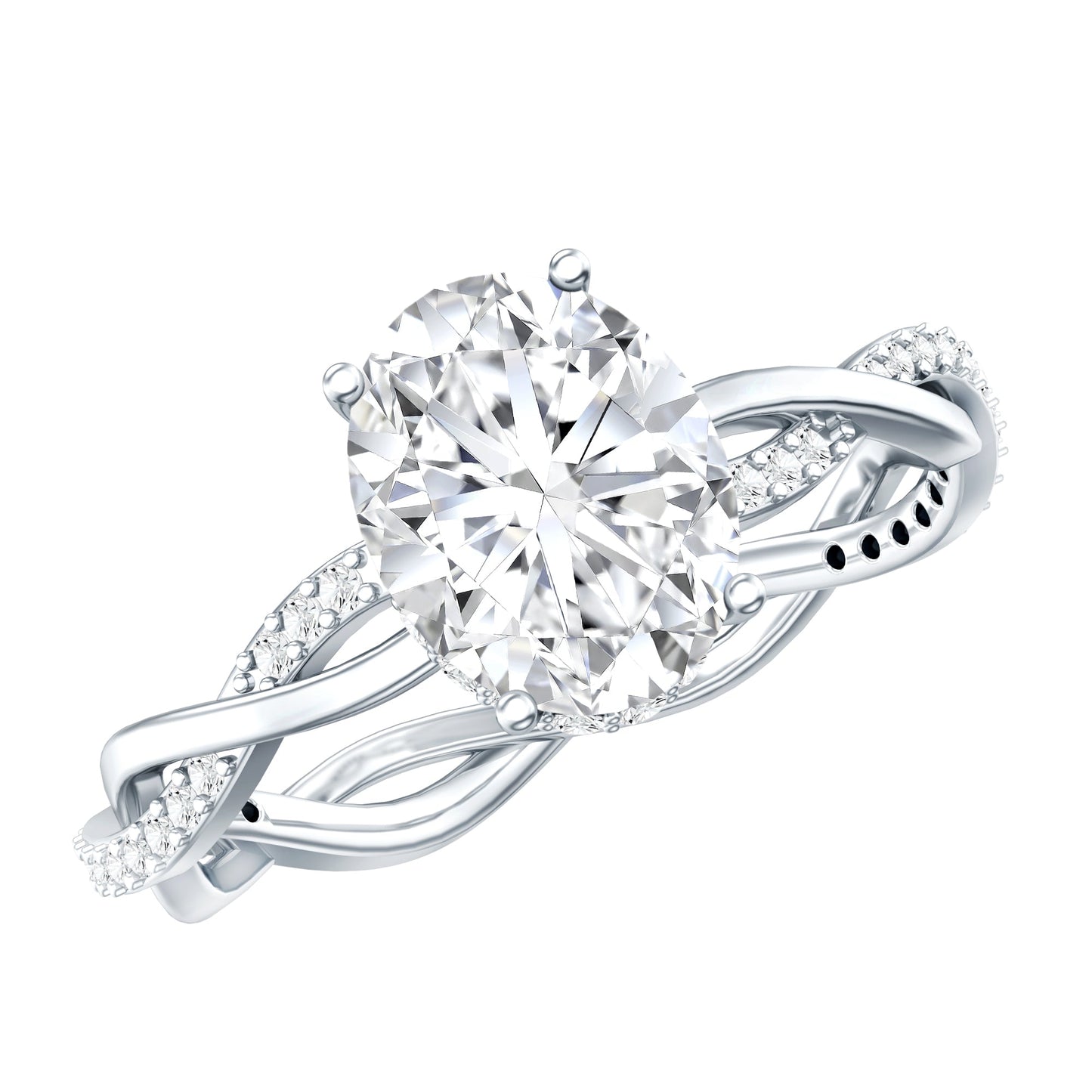 Lab Grown Diamond Oval Engagement Ring with Braided Shank