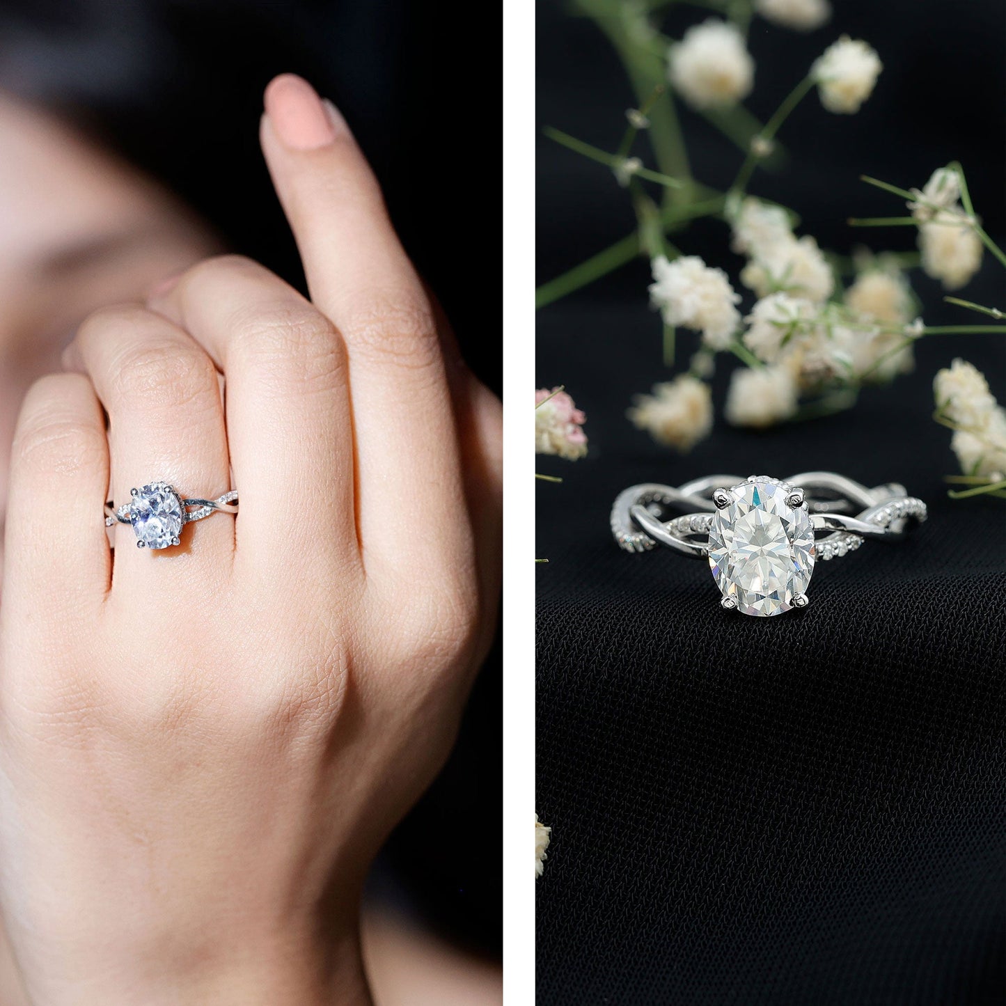 Lab Grown Diamond Oval Engagement Ring with Braided Shank