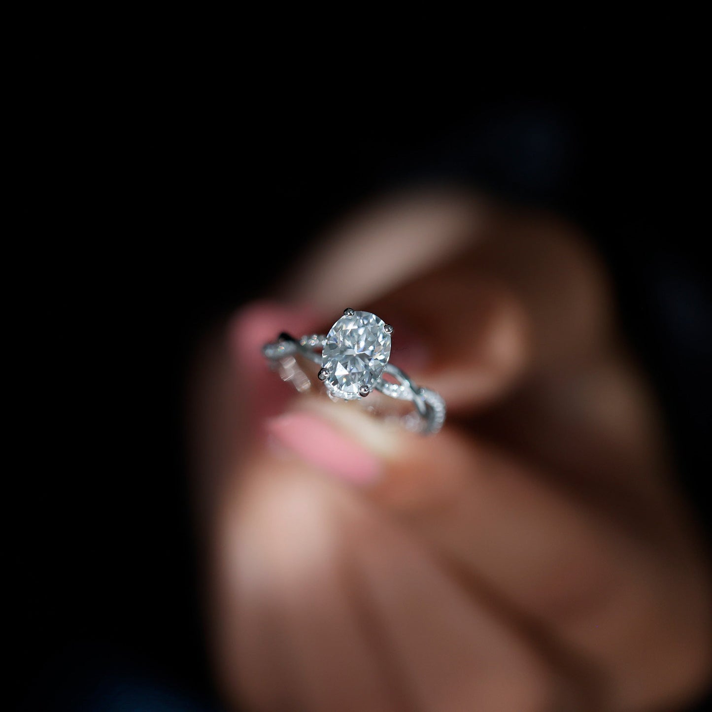 Lab Grown Diamond Oval Engagement Ring with Braided Shank