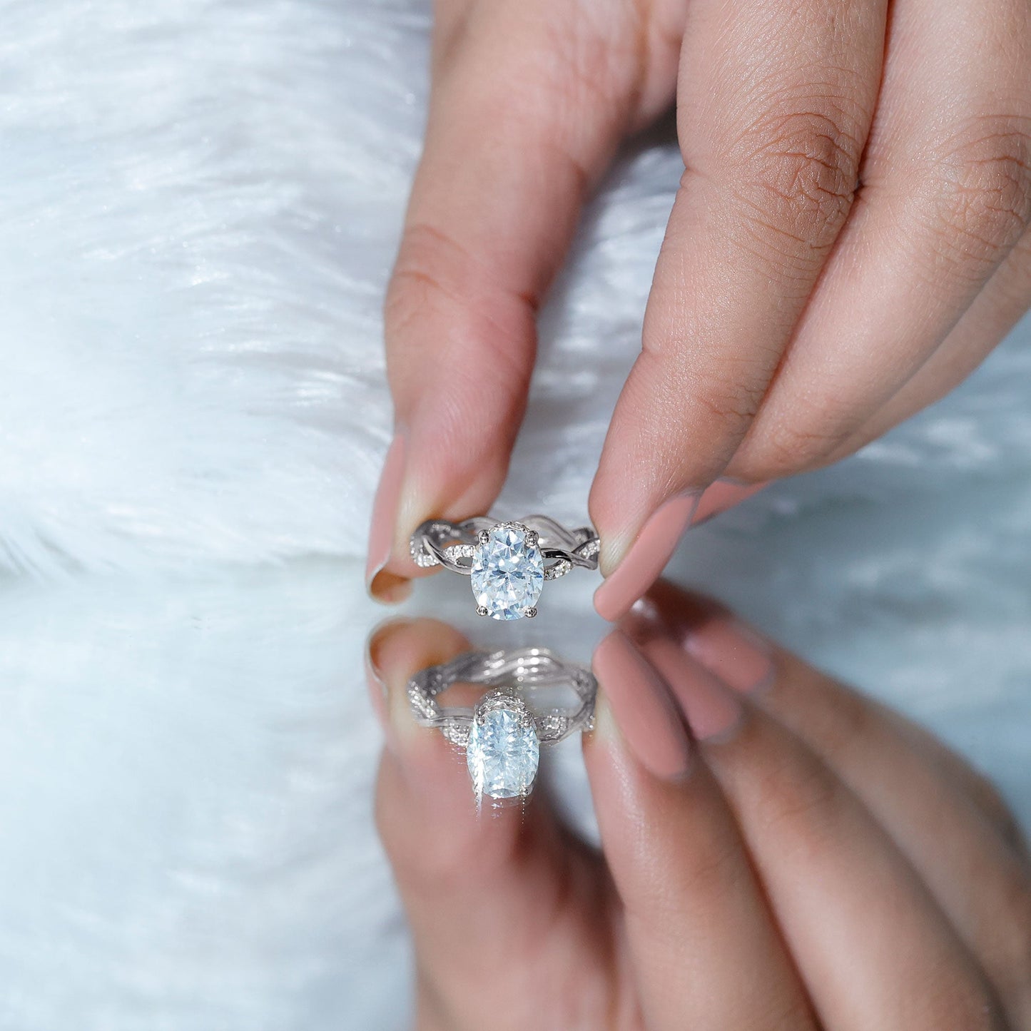 Lab Grown Diamond Oval Engagement Ring with Braided Shank