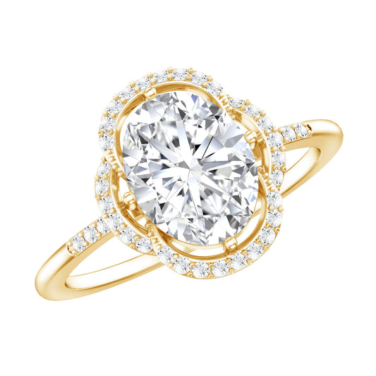 Brilliant Cut Oval Lab Grown Diamond Halo Engagement Ring
