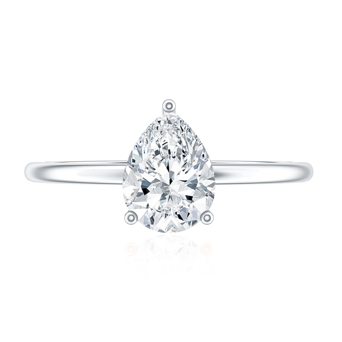 Single Stone Lab Grown Diamond Pear Engagement Ring