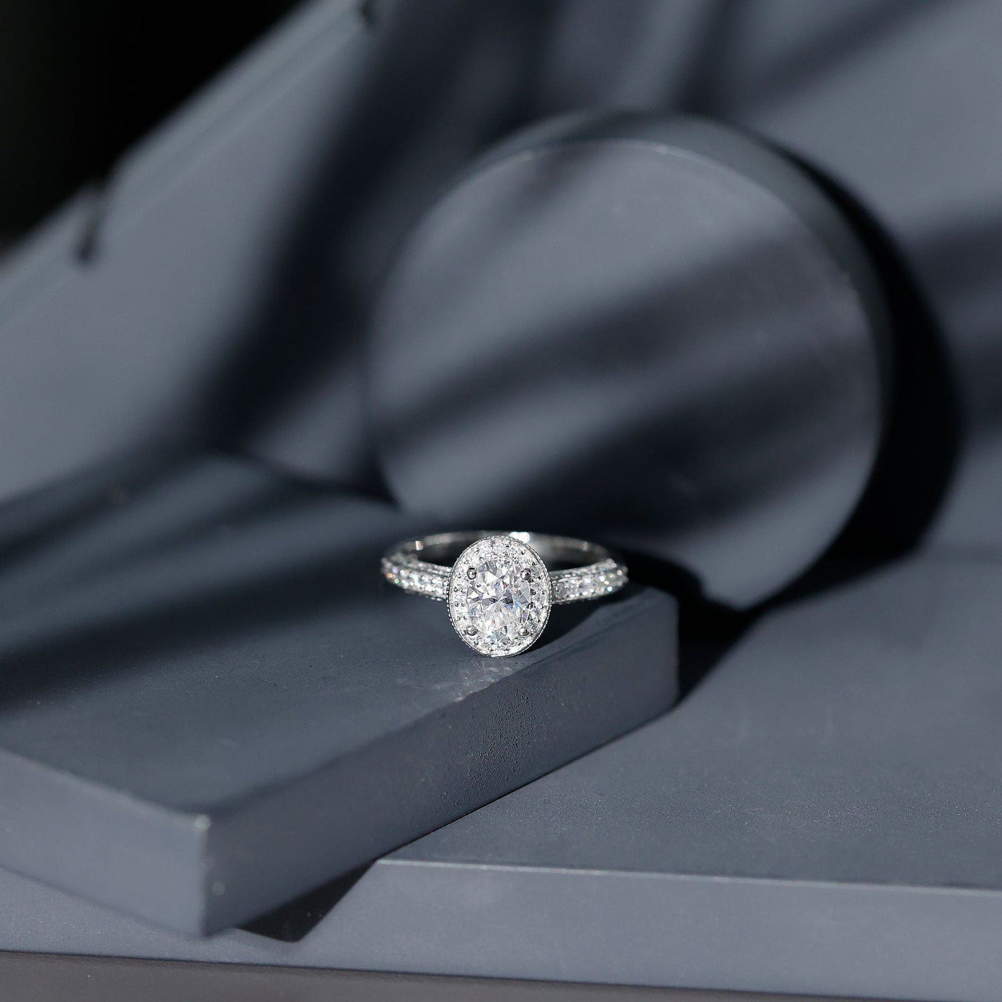 1.2 Carat Oval Lab Grown Diamond Halo Engagement Ring