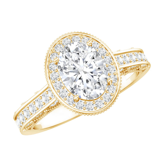 1.2 Carat Oval Lab Grown Diamond Halo Engagement Ring