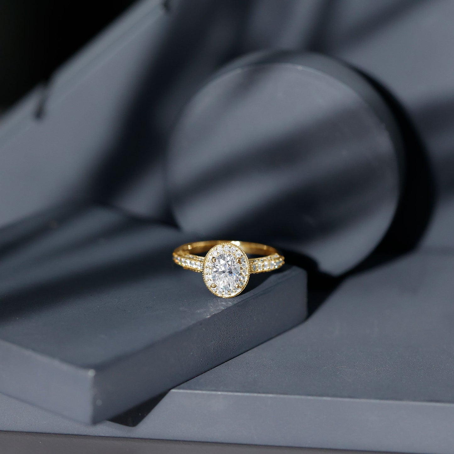 1.2 Carat Oval Lab Grown Diamond Halo Engagement Ring