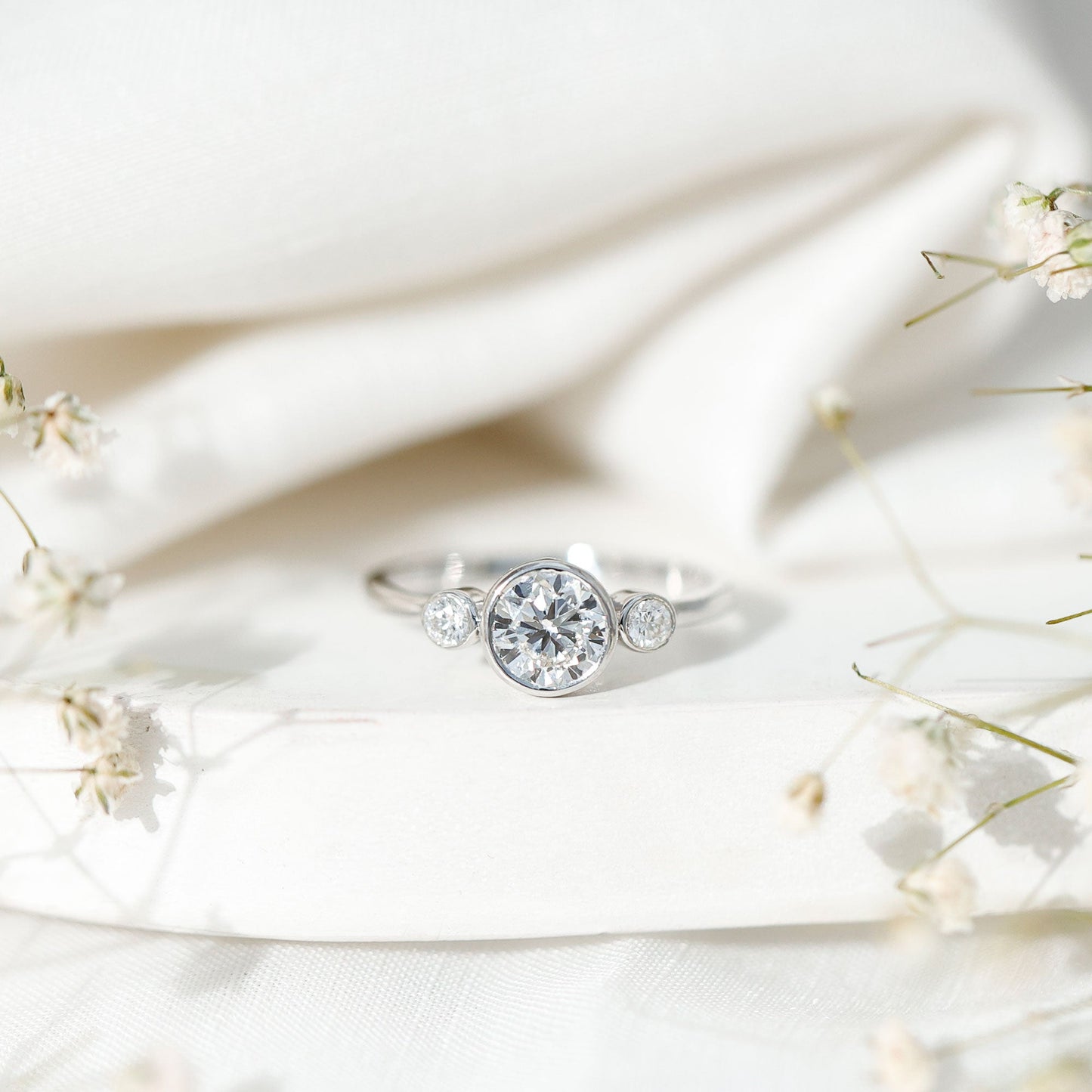 Lab Created Diamond Bezel Set Engagement Ring for Her
