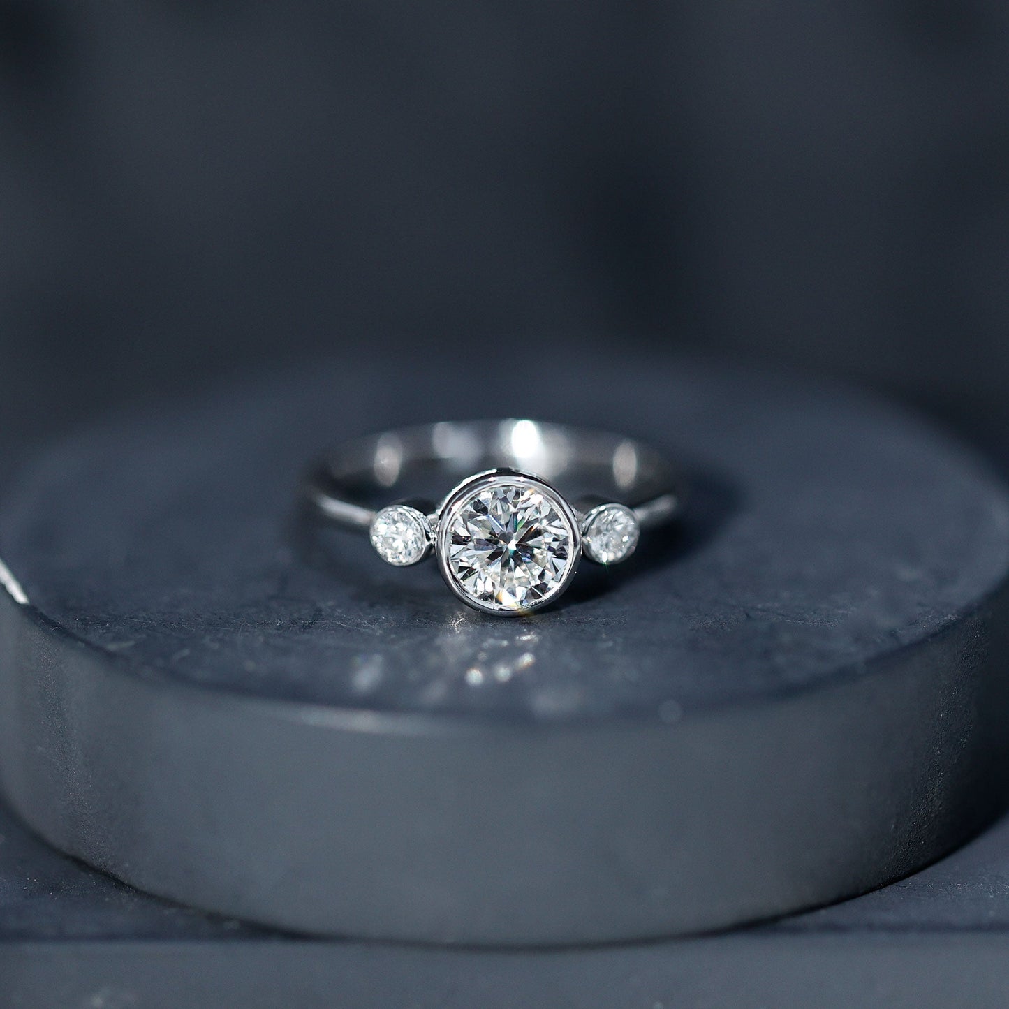 Lab Created Diamond Bezel Set Engagement Ring for Her