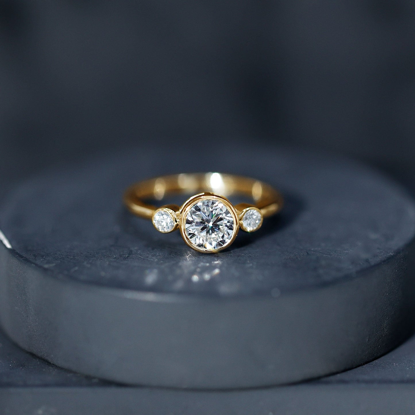 Lab Created Diamond Bezel Set Engagement Ring for Her