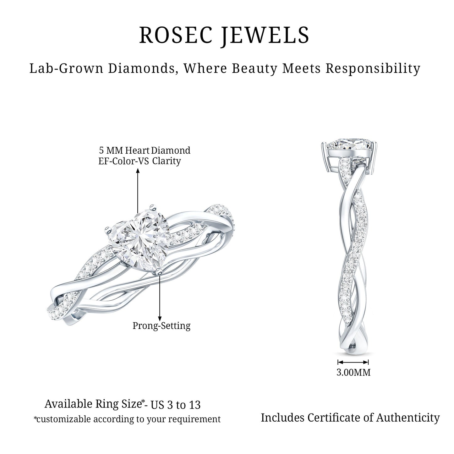 0.5 Carat Heart Shaped Diamond Ring For Women