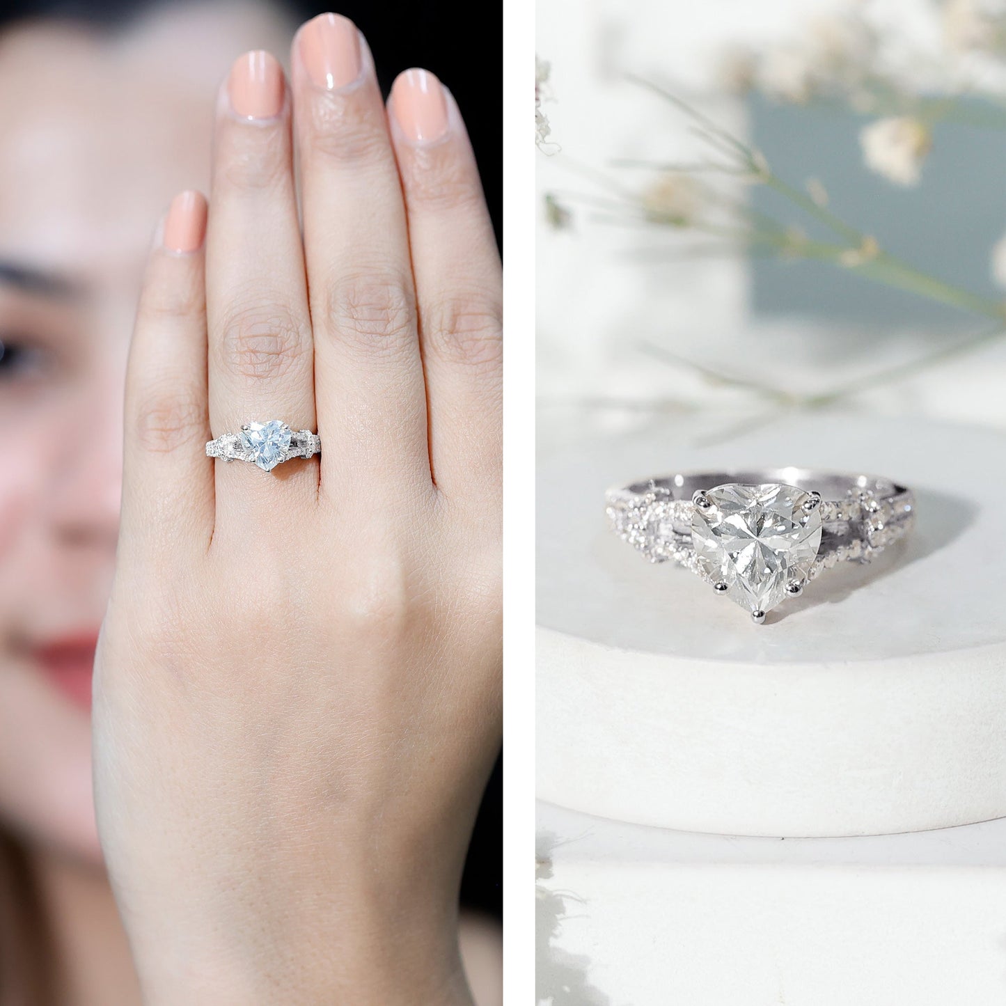 2 Carat Lab Grown Diamond Heart Shape Engagement Ring