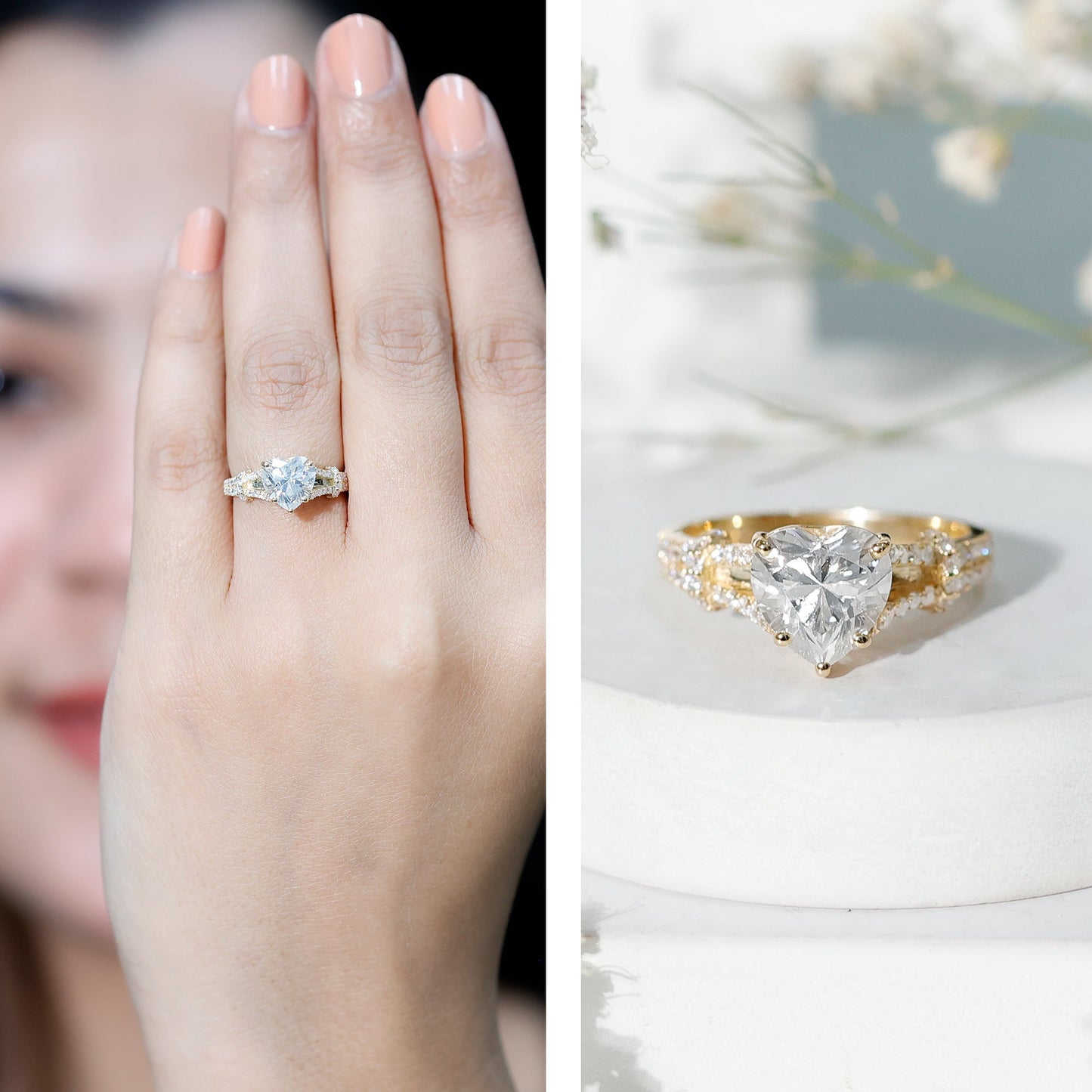 2 Carat Lab Grown Diamond Heart Shape Engagement Ring