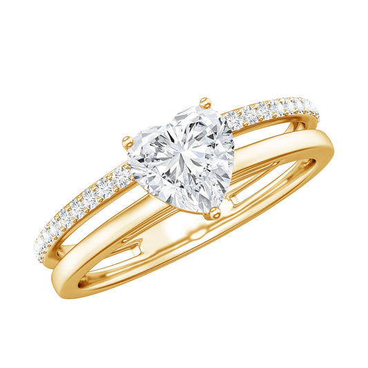 1.2 Carat Heart Shape Lab Grown Diamond Double Band Solitaire Ring